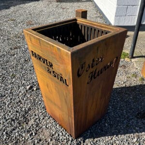 Bålfad i cortenstål med personlig udskåret tekst